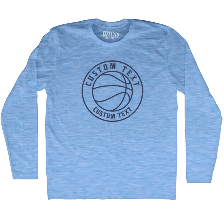 Basketball Custom Text Adult Tri-Blend Long Sleeve T-shirt - Athletic Blue