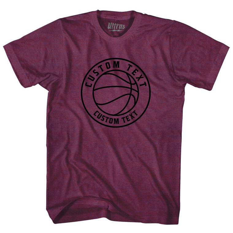 Basketball Custom Text Adult Tri-Blend T-shirt - Athletic Cranberry