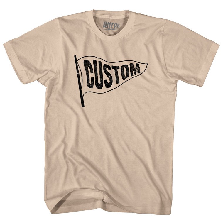 Custom Pennant Flag Adult Cotton T-shirt - Creme