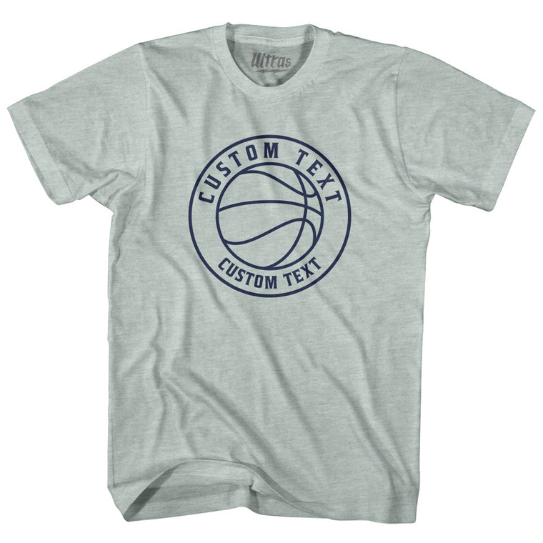 Basketball Custom Text Adult Tri-Blend T-shirt - Athletic Cool Grey