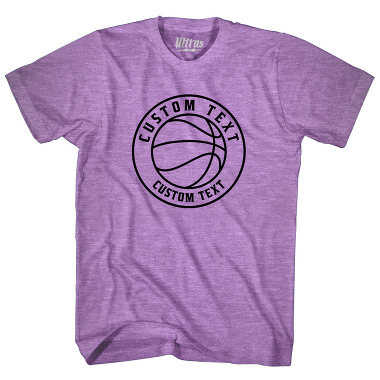 Basketball Custom Text Adult Tri-Blend T-shirt - Athletic Purple