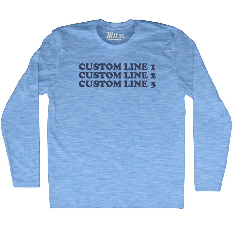 Custom Cooper Font Adult Tri-Blend Long Sleeve T-shirt - Athletic Blue