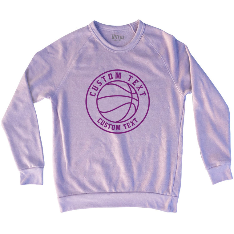 Basketball Custom Text Adult Tri-Blend Sweatshirt - Pink