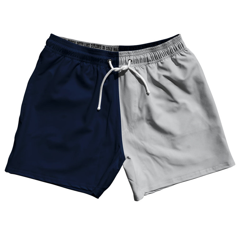 Blue Navy And Grey Medium Quad Color 5" Swim Shorts Made In USA