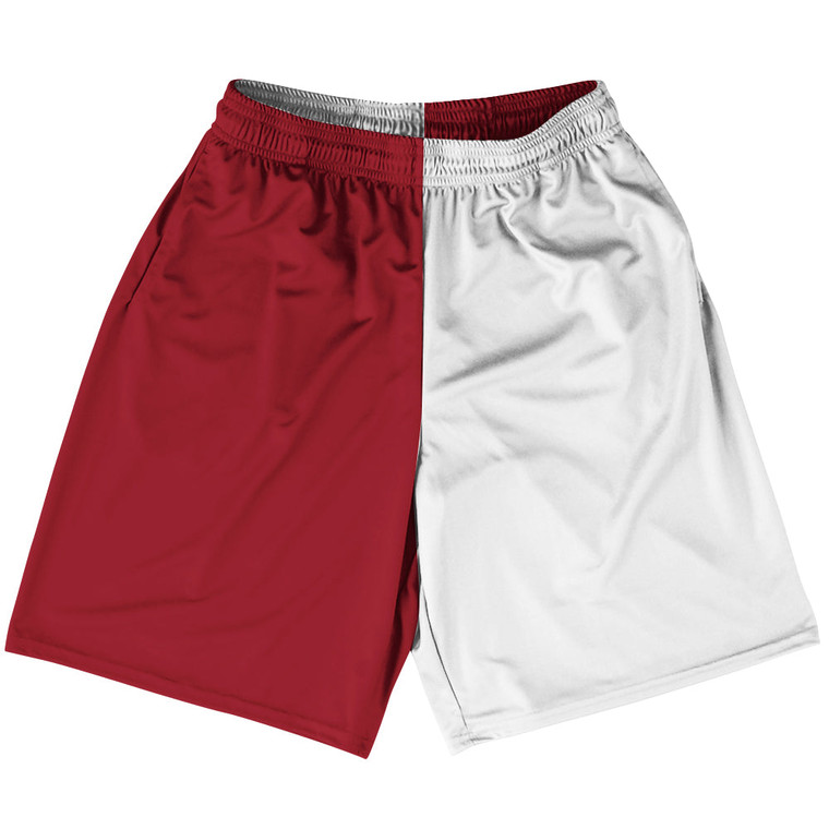 Red Cardinal And White Quad Color Lacrosse Shorts Made In USA