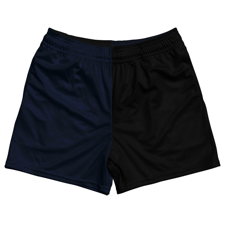 Blue Navy And Black Quad Color Rugby Gym Short 5 Inch Inseam With Pockets Made In USA