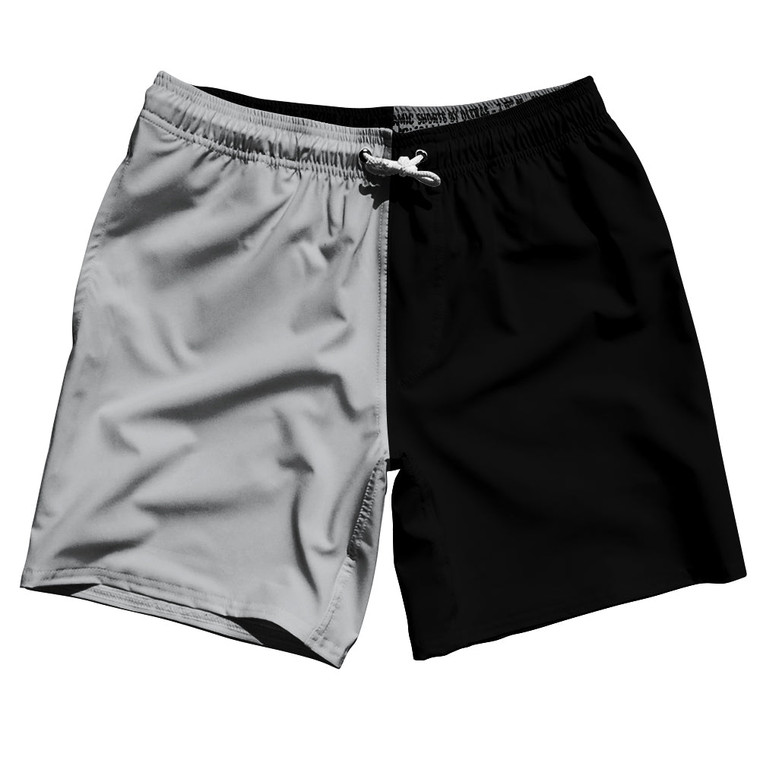 Grey Medium And Black Quad Color Swim Shorts 7" Made In USA