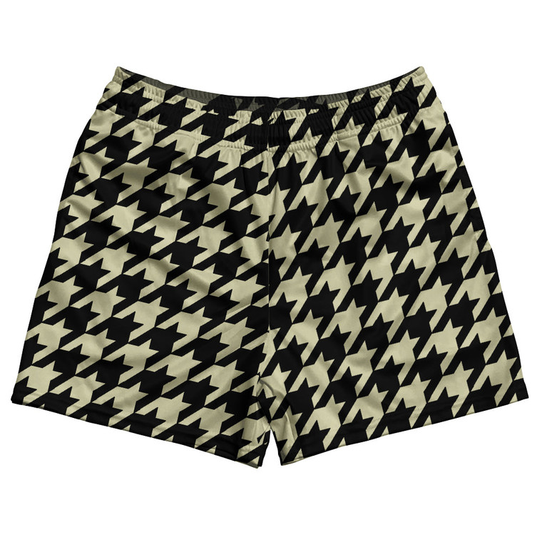 Vegas Gold And Black Houndstooth Rugby Gym Short 5 Inch Inseam With Pockets Made In USA