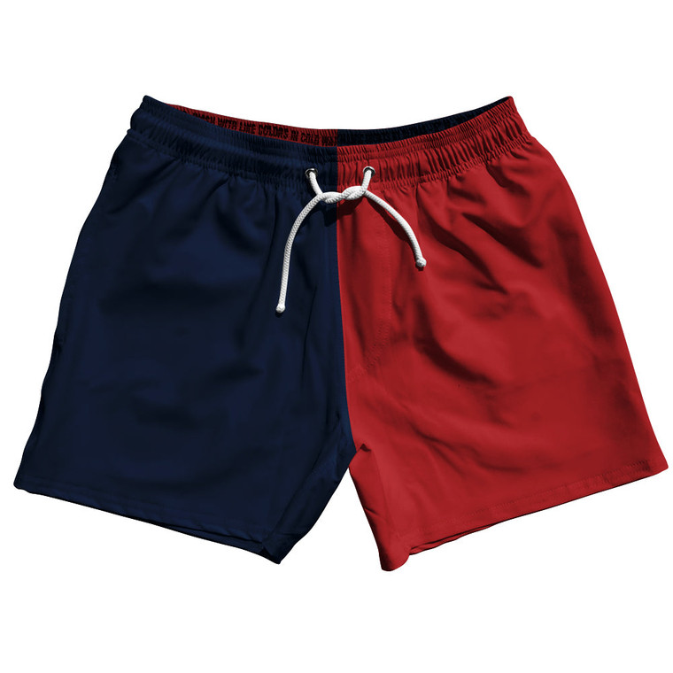 Blue Navy And Red Dark Quad Color 5" Swim Shorts Made In USA