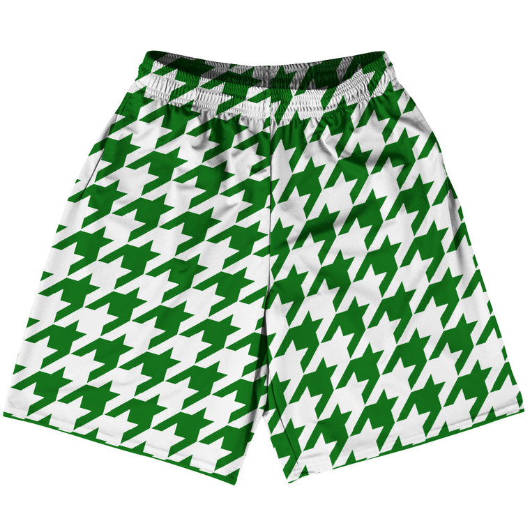 Green Kelly And White Houndstooth Lacrosse Shorts Made In USA