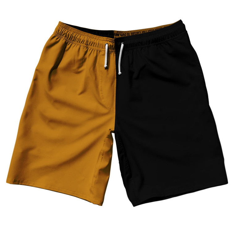 Orange Burnt And Black Quad Color 10" Swim Shorts Made In USA
