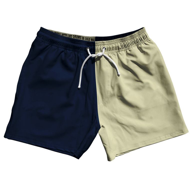 Blue Navy And Vegas Gold Quad Color 5" Swim Shorts Made In USA