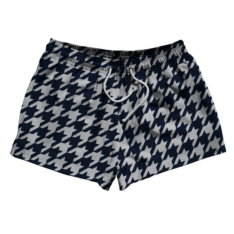Blue Navy And Grey Medium Houndstooth 2.5" Swim Shorts Made In USA