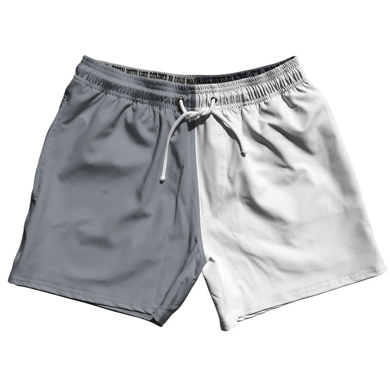 Grey Dark And White Quad Color 5" Swim Shorts Made In USA