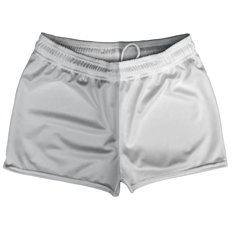 Grey Medium And White Quad Color Shorty Short Gym Shorts 2.5" Inseam Made In USA