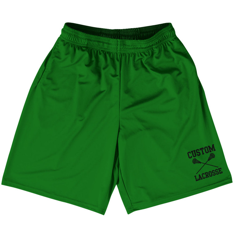 Custom Lacrosse Green Kelly Black Art Lacrosse Shorts Made In USA