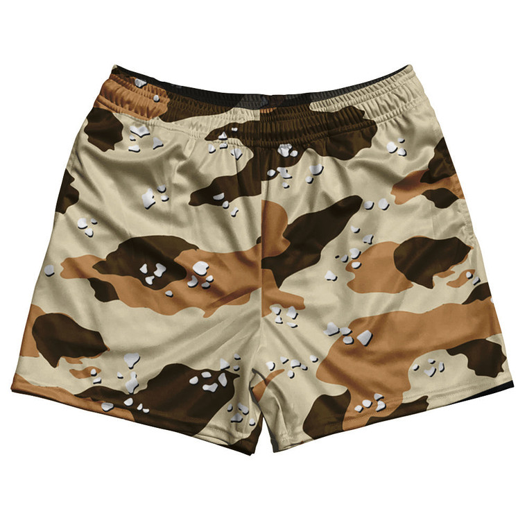 Chocolate Chips Camo Rugby Gym Short 5 Inch Inseam With Pockets Made In USA - Camo