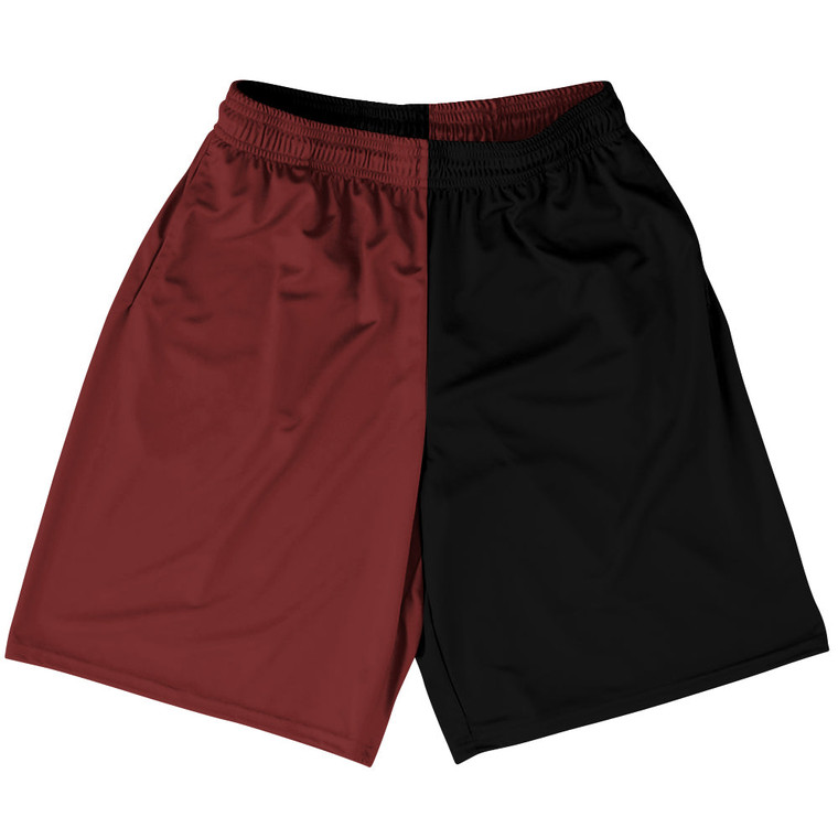 Red Maroon And Black Quad Color Lacrosse Shorts Made In USA