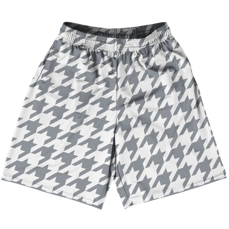 Grey Dark And White Houndstooth Lacrosse Shorts Made In USA