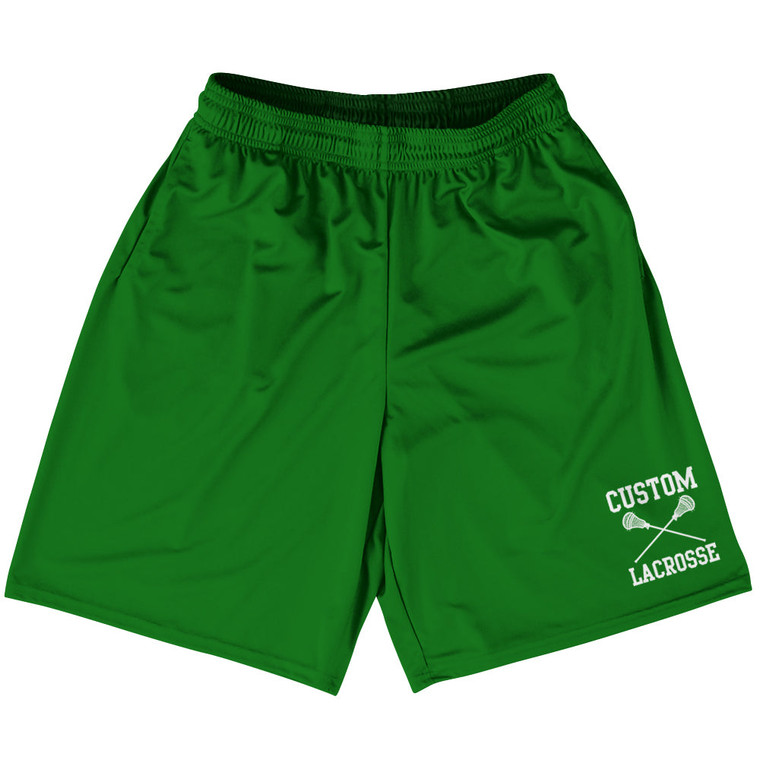 Custom Lacrosse Green Kelly Lacrosse Shorts Made In USA