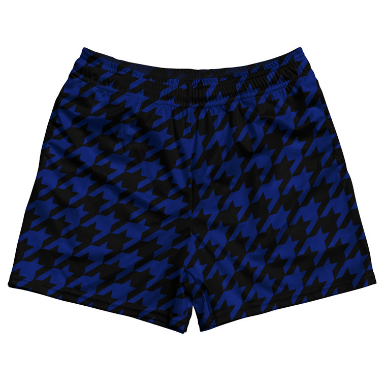Blue Royal And Black Houndstooth Rugby Gym Short 5 Inch Inseam With Pockets Made In USA