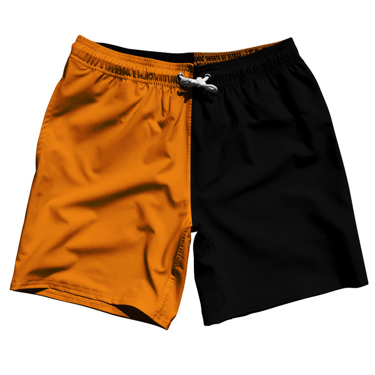 Orange Tennessee And Black Quad Color Swim Shorts 7" Made In USA