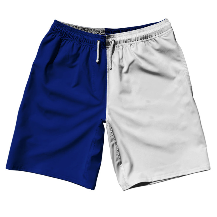 Blue Royal And White Quad Color 10" Swim Shorts Made In USA