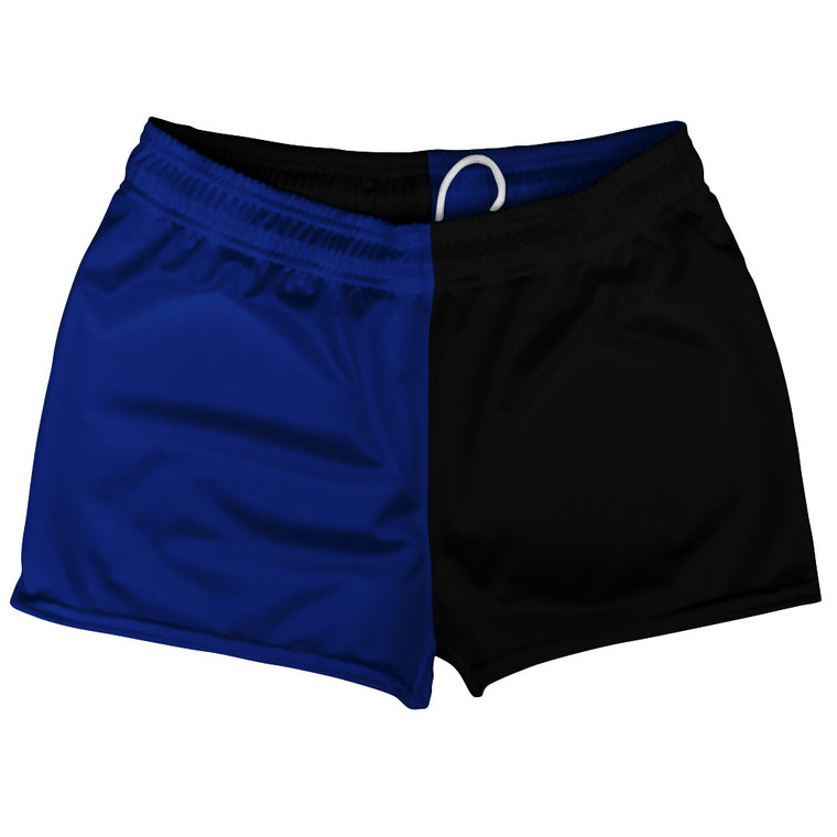 Blue Royal And Black Quad Color Shorty Short Gym Shorts 2.5" Inseam Made In USA