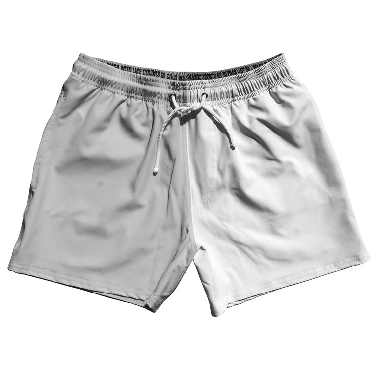 Grey Medium And White Quad Color 5" Swim Shorts Made In USA