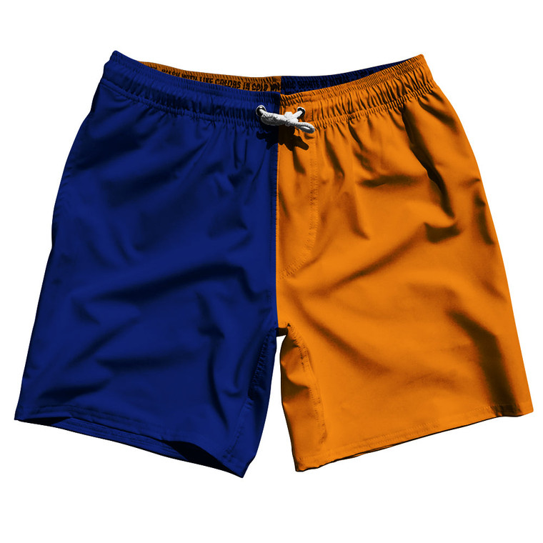 Blue Royal And Tennessee Orange Quad Color Swim Shorts 7" Made In USA