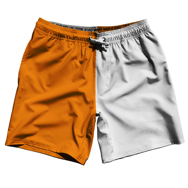 Orange Tennessee And White Quad Color Swim Shorts 7" Made In USA