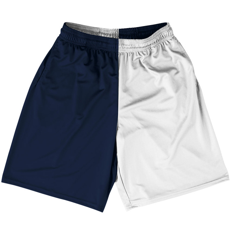 Blue Navy And White Quad Color Lacrosse Shorts Made In USA