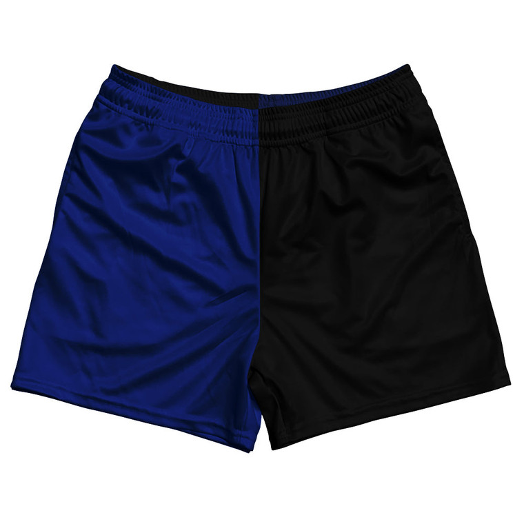 Blue Royal And Black Quad Color Rugby Gym Short 5 Inch Inseam With Pockets Made In USA