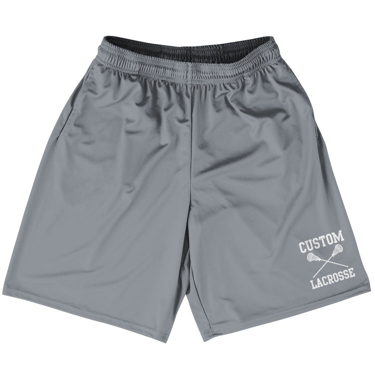 Custom Lacrosse Grey Dark Lacrosse Shorts Made In USA