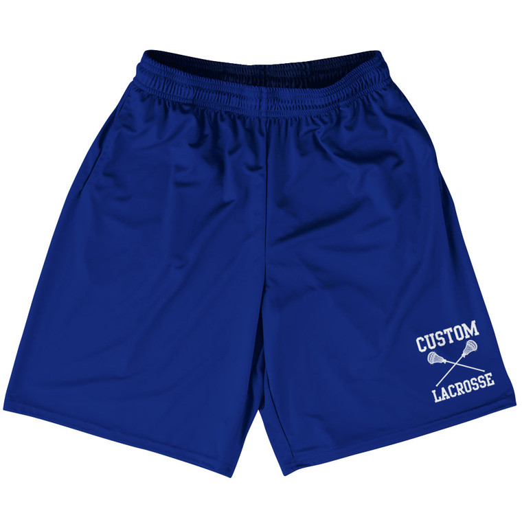 Custom Lacrosse Blue Royal Lacrosse Shorts Made In USA