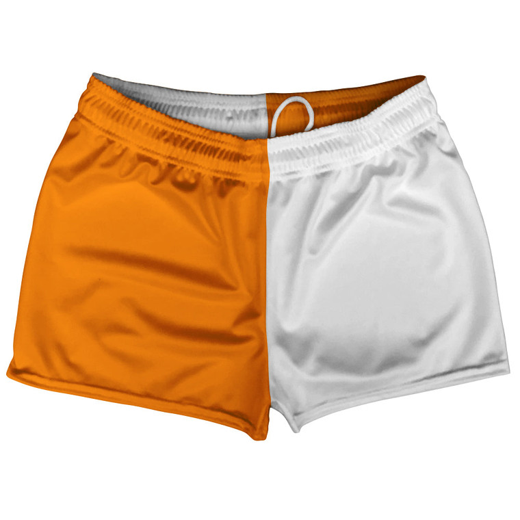 Orange Tennessee And White Quad Color Shorty Short Gym Shorts 2.5" Inseam Made In USA