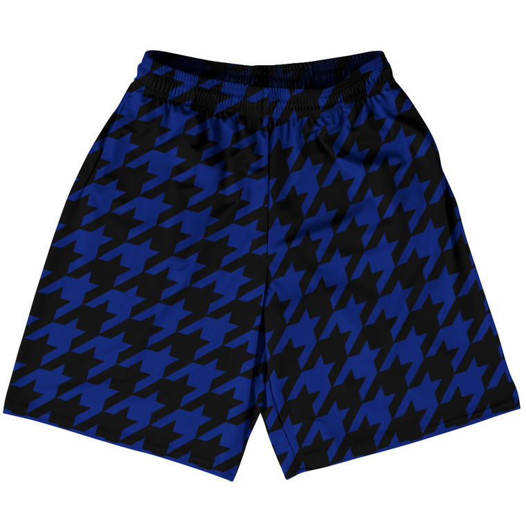 Blue Royal And Black Houndstooth Lacrosse Shorts Made In USA