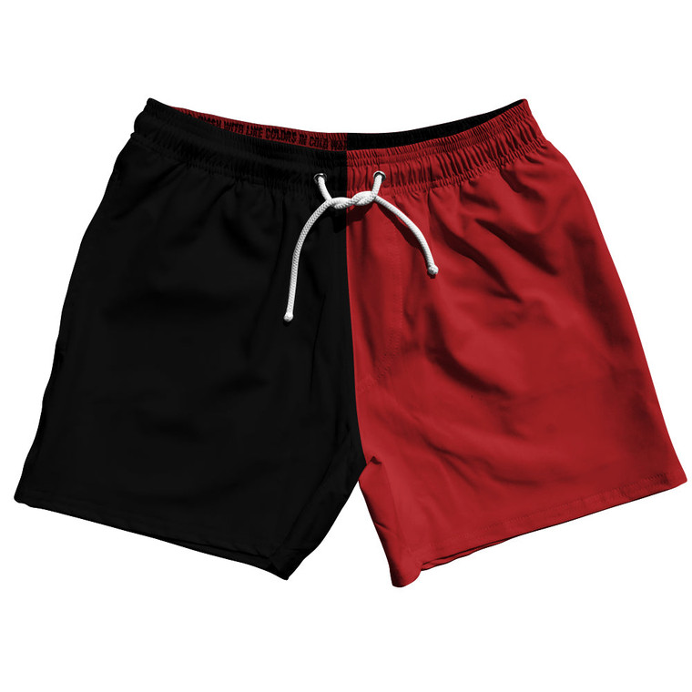 Black And Red Dark Quad Color 5" Swim Shorts Made In USA