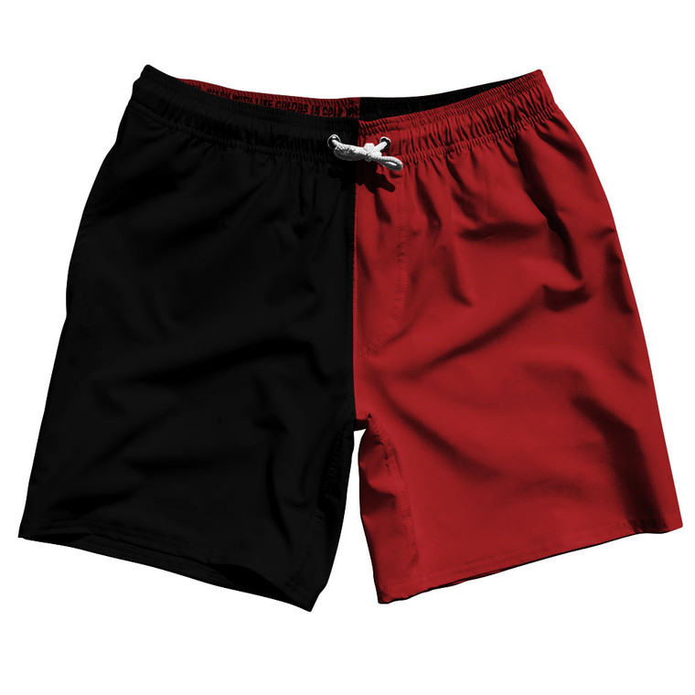 Black And Red Dark Quad Color Swim Shorts 7" Made In USA