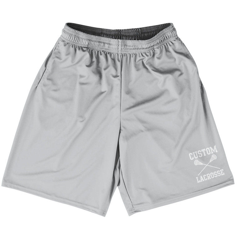 Custom Lacrosse Grey Medium Lacrosse Shorts Made In USA