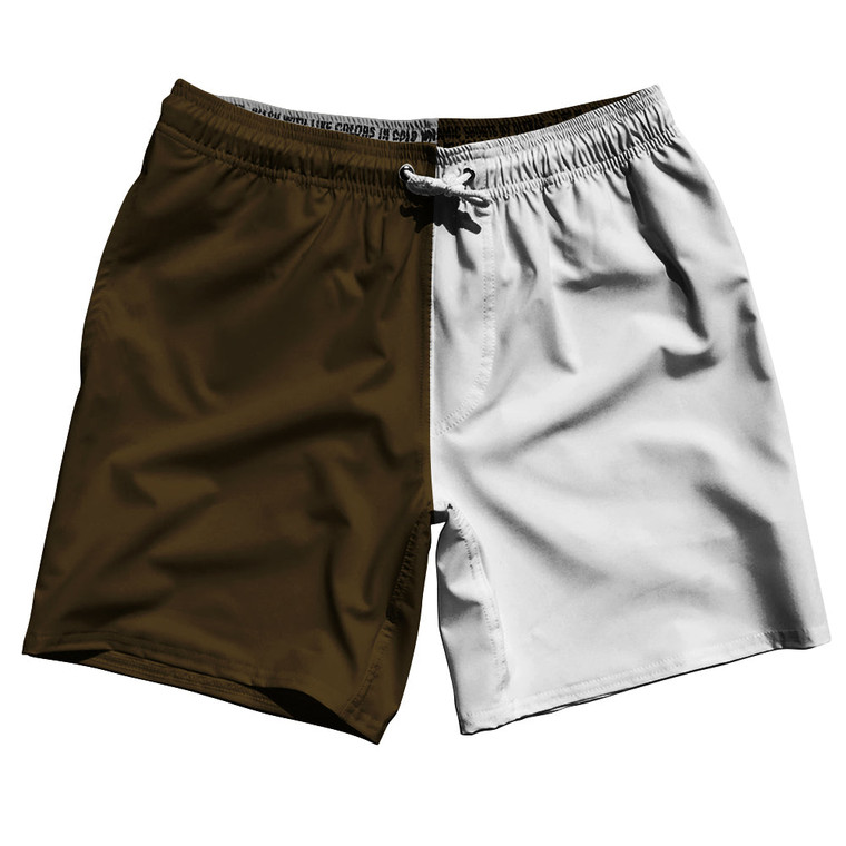 Brown Dark And White Quad Color Swim Shorts 7" Made In USA