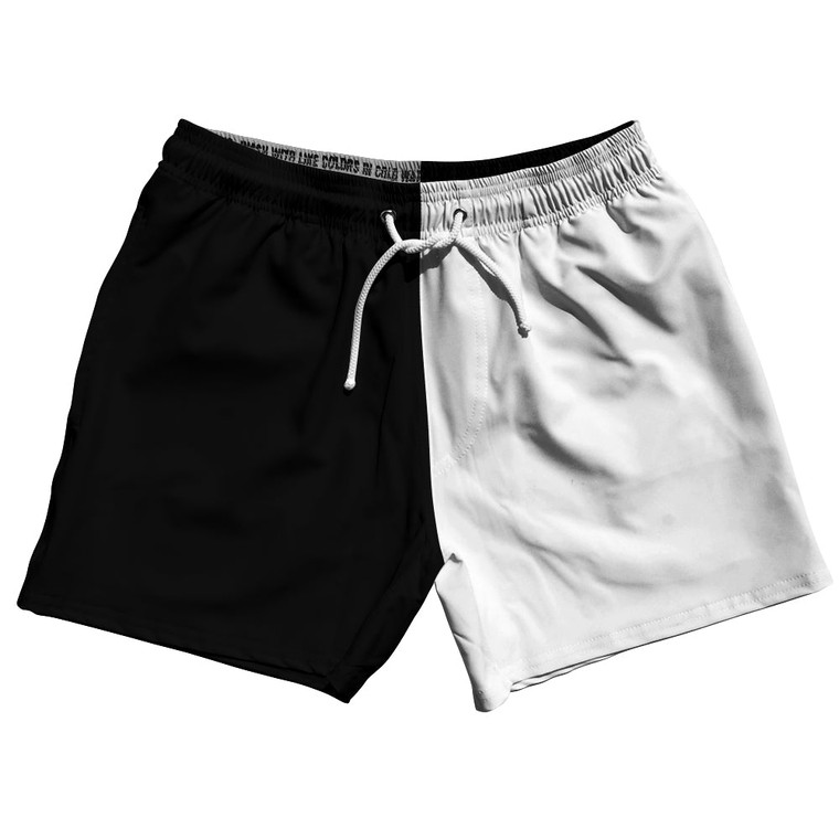 Black And White Quad Color 5" Swim Shorts Made In USA