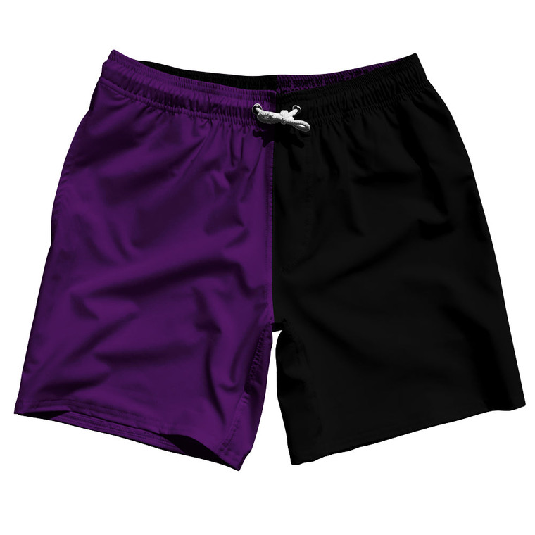 Purple Medium And Black Quad Color Swim Shorts 7" Made In USA