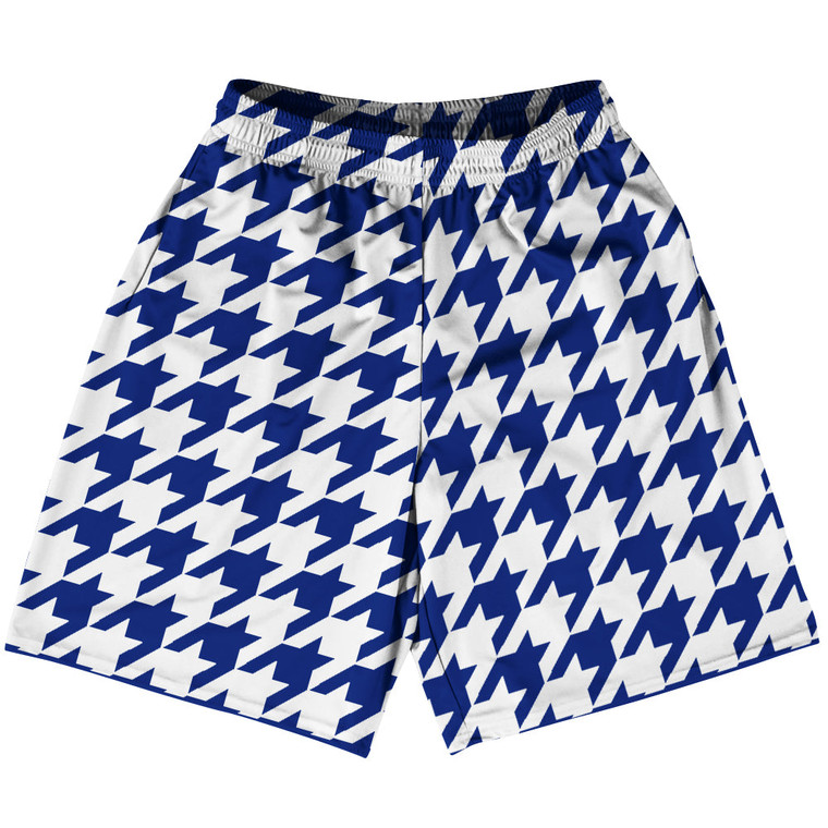 Blue Royal And White Houndstooth Lacrosse Shorts Made In USA
