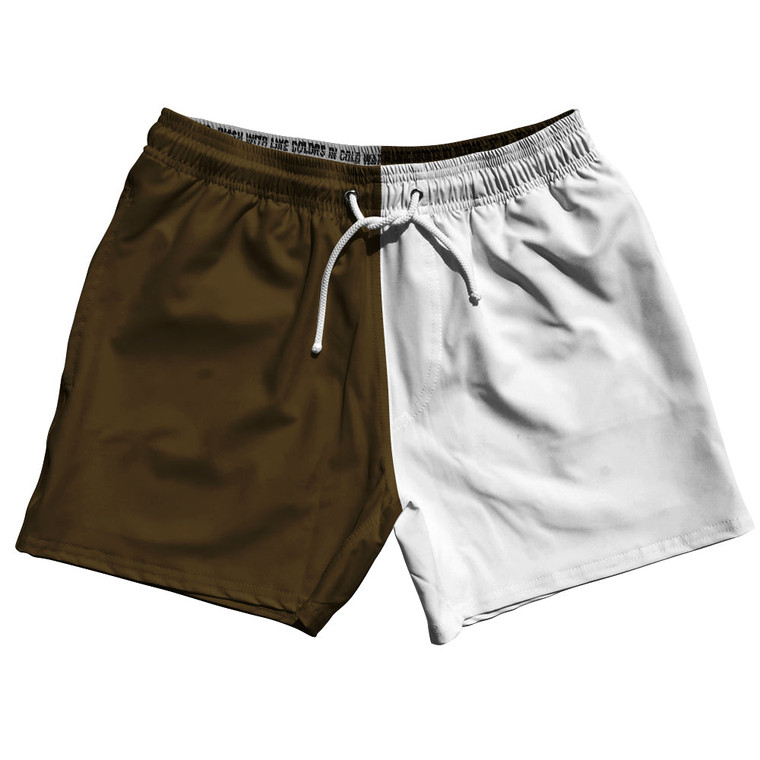 Brown Dark And White Quad Color 5" Swim Shorts Made In USA