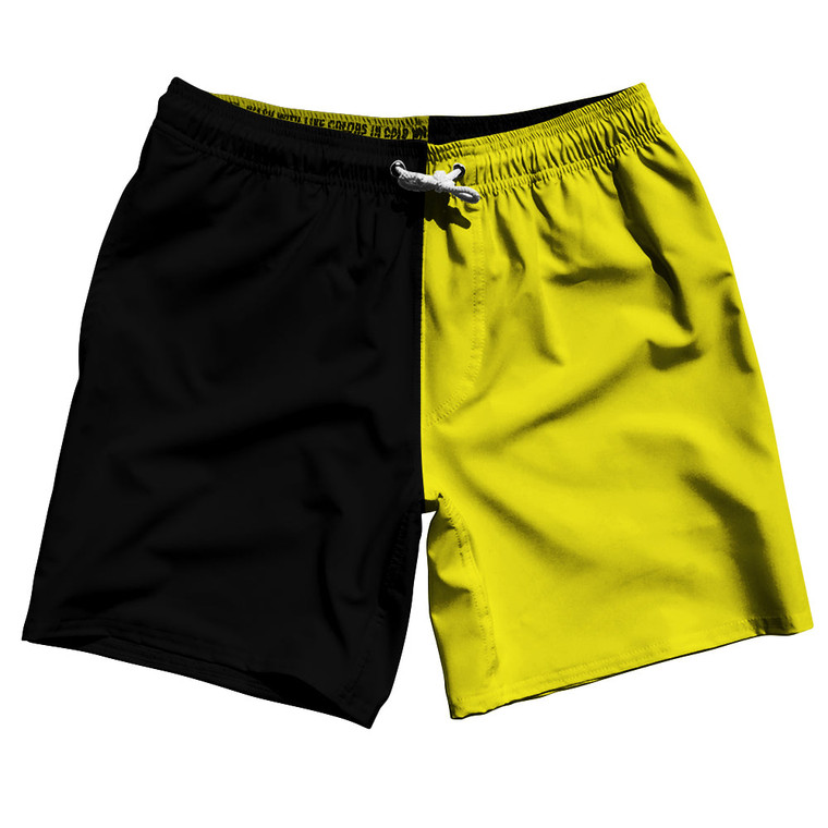 Black And Yellow Quad Color Swim Shorts 7" Made In USA