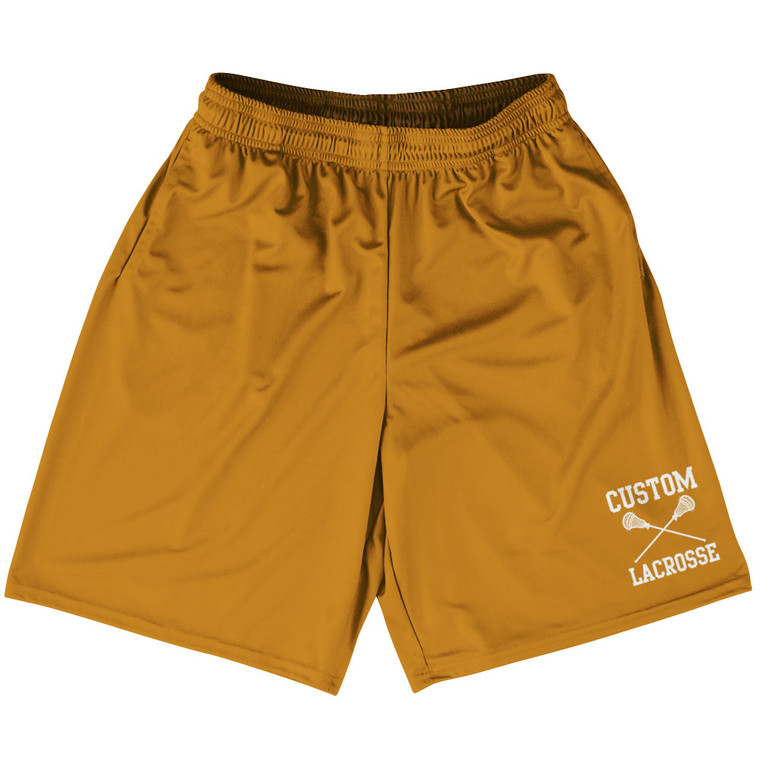 Custom Lacrosse Orange Burnt Lacrosse Shorts Made In USA