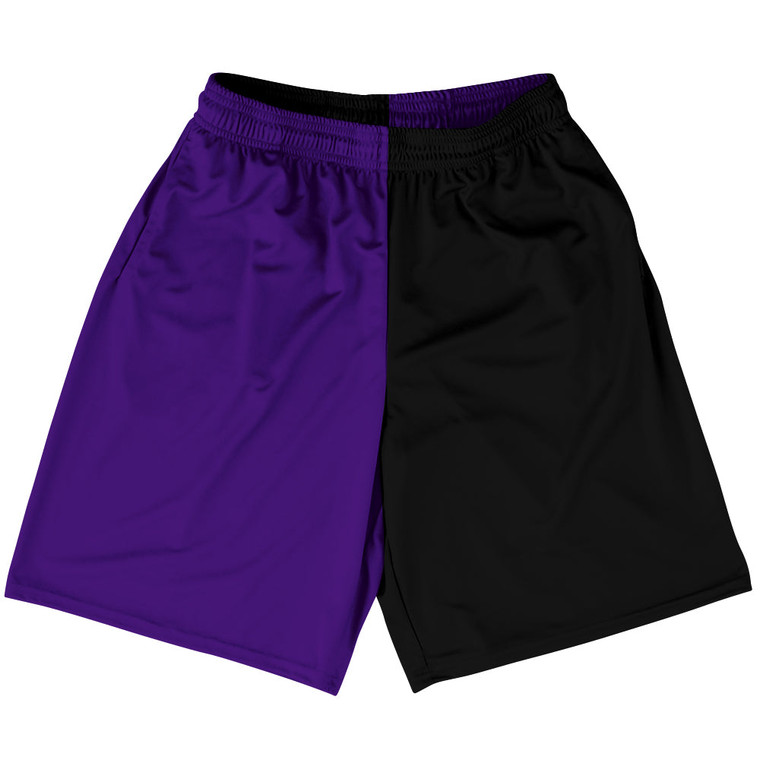 Purple Lakers And Black Quad Color Lacrosse Shorts Made In USA