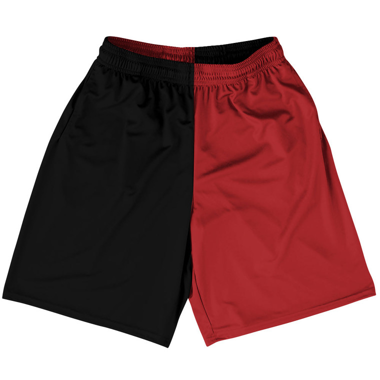 Black And Red Dark Quad Color Lacrosse Shorts Made In USA