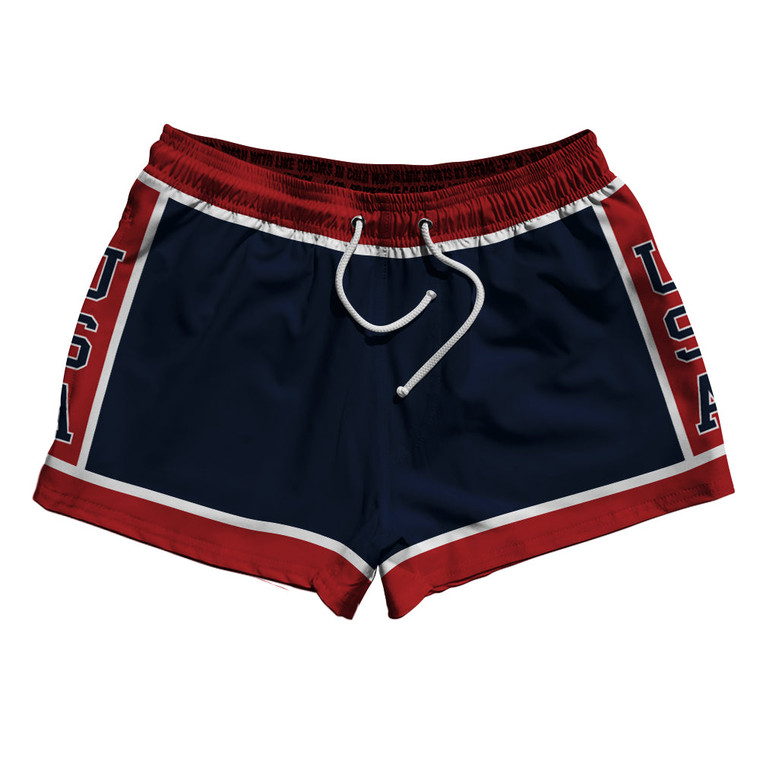 Usa 84 2.5" Swim Shorts Made In USA - Navy Red